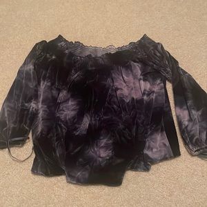 Purple velvet off the shoulder top
